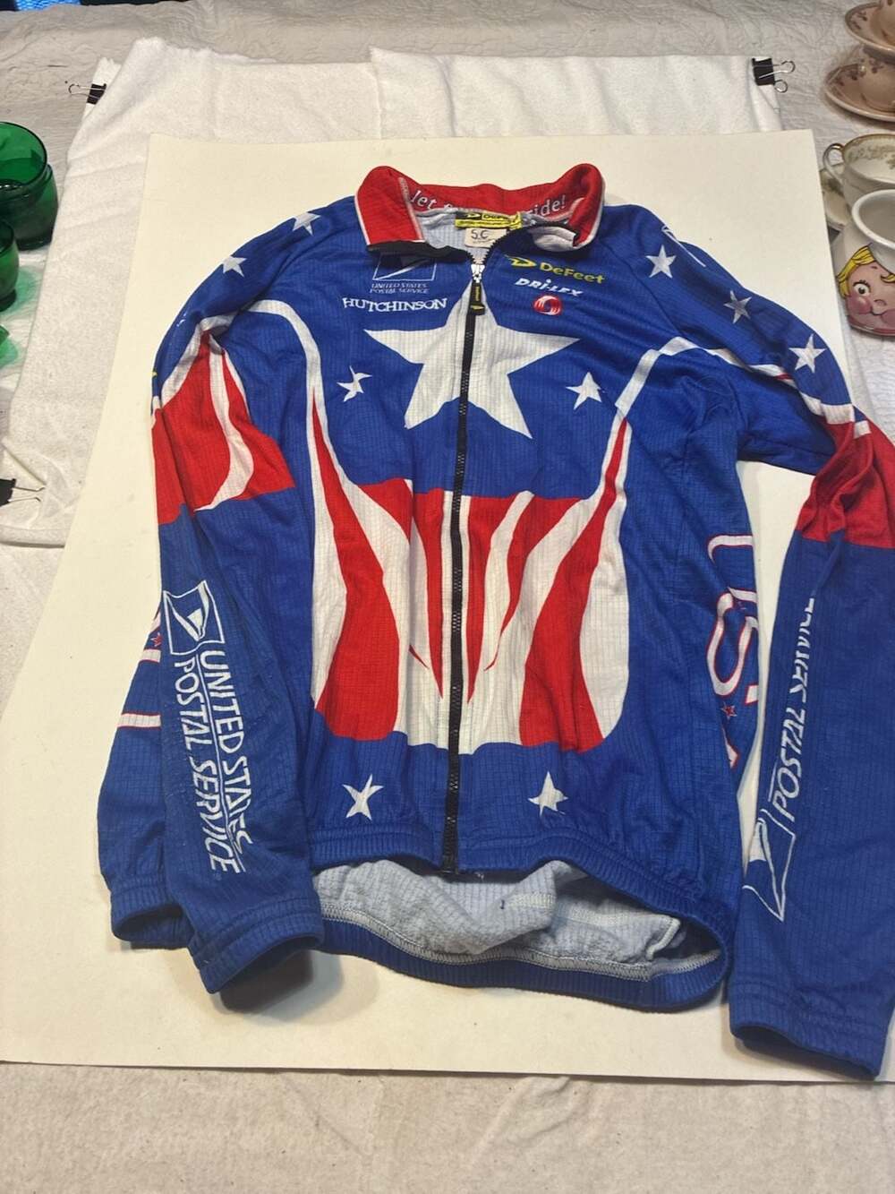Vintage DeFeet USPS USA Cycling Long Sleeve Jersey Medium